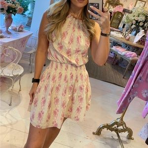 LoveShackFancy Destiny Halter Mini Dress French Lilac